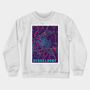 Dusseldorf Neon City Map Crewneck Sweatshirt